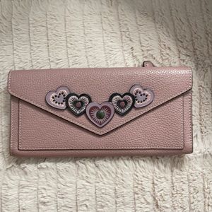 Dusty Pink wallet with heart detailing